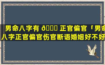 男命八字有 🕊 正官偏官「男命八字正官偏官伤官断语婚姻好不好 🐼 」